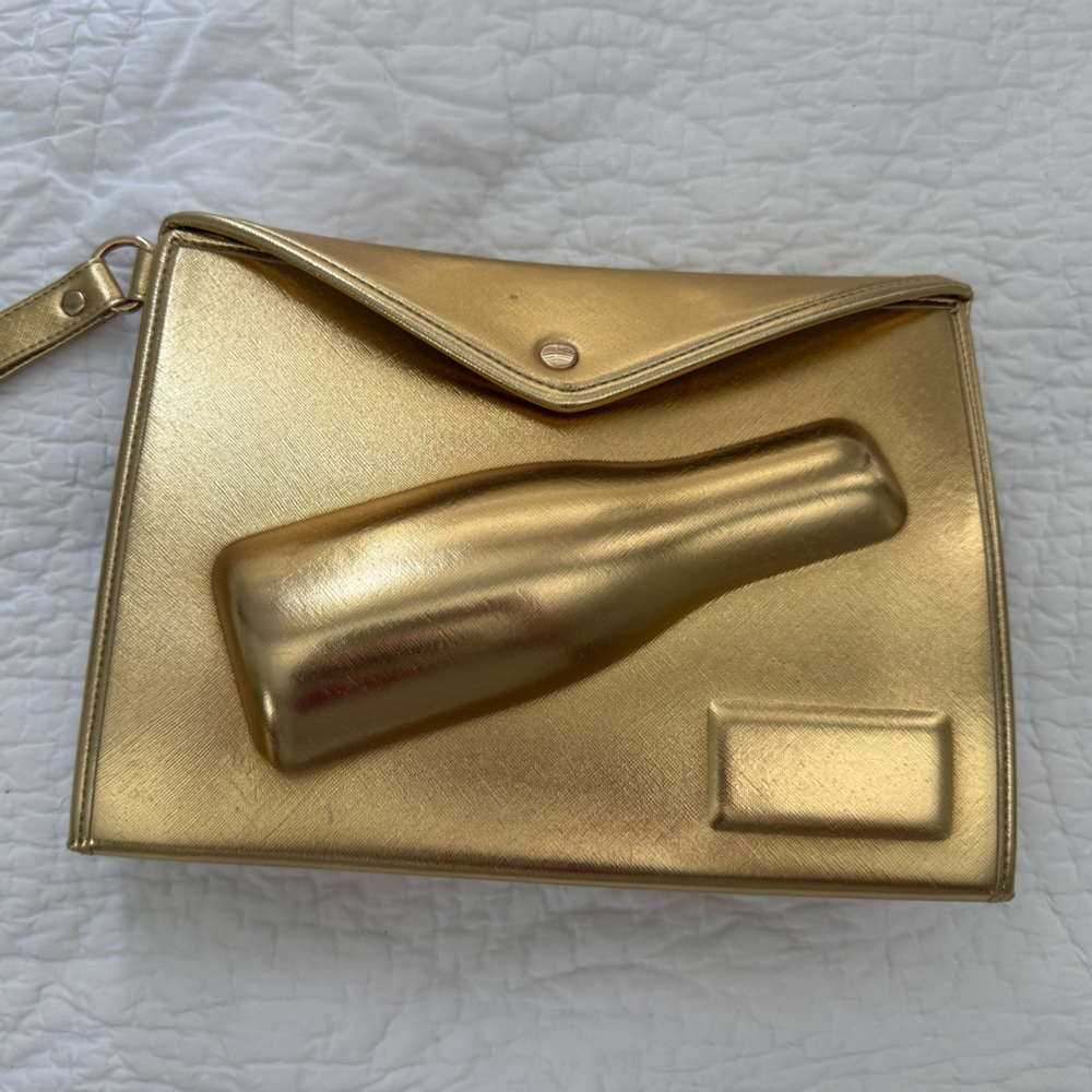 Gold Clutch with Unique Bottle Design